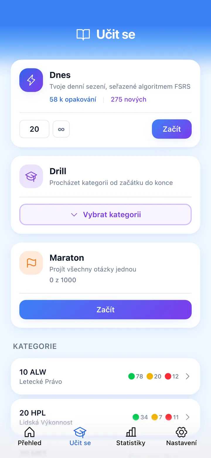 Quiz screen with ECQB question and rating buttons