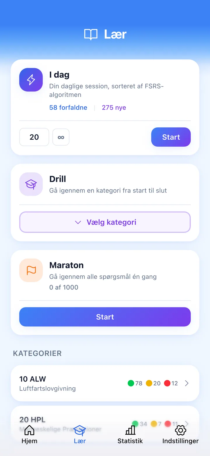Quiz screen with ECQB question and rating buttons