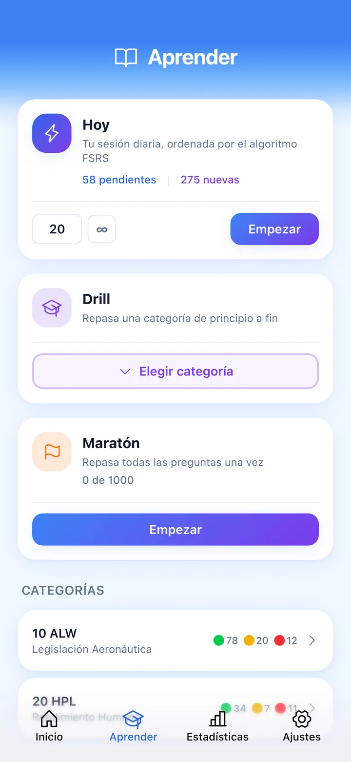Quiz screen with ECQB question and rating buttons