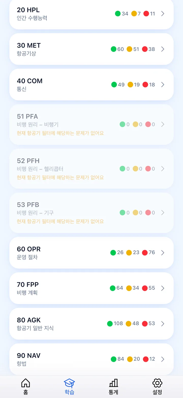 11개 시험 카테고리