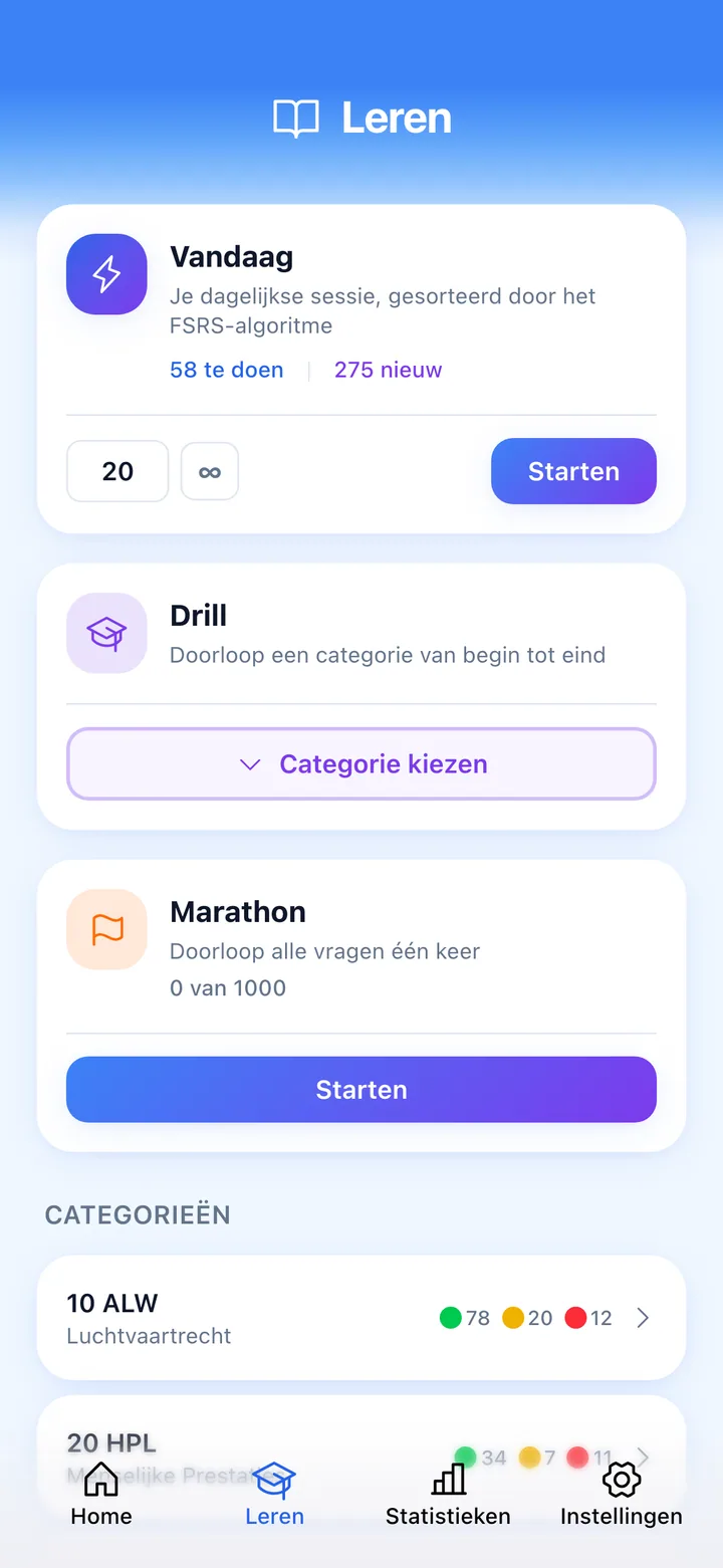 Quiz screen with ECQB question and rating buttons