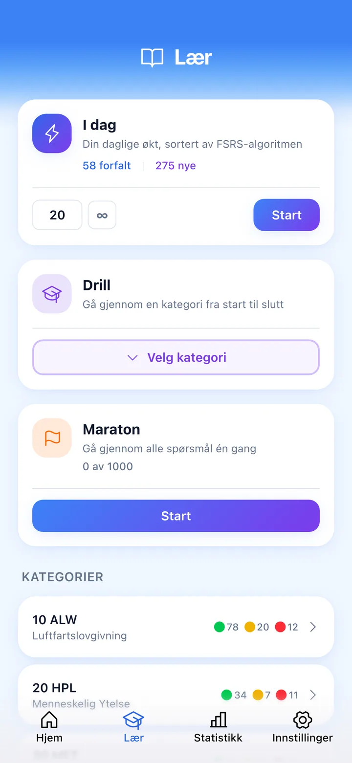 Quiz screen with ECQB question and rating buttons