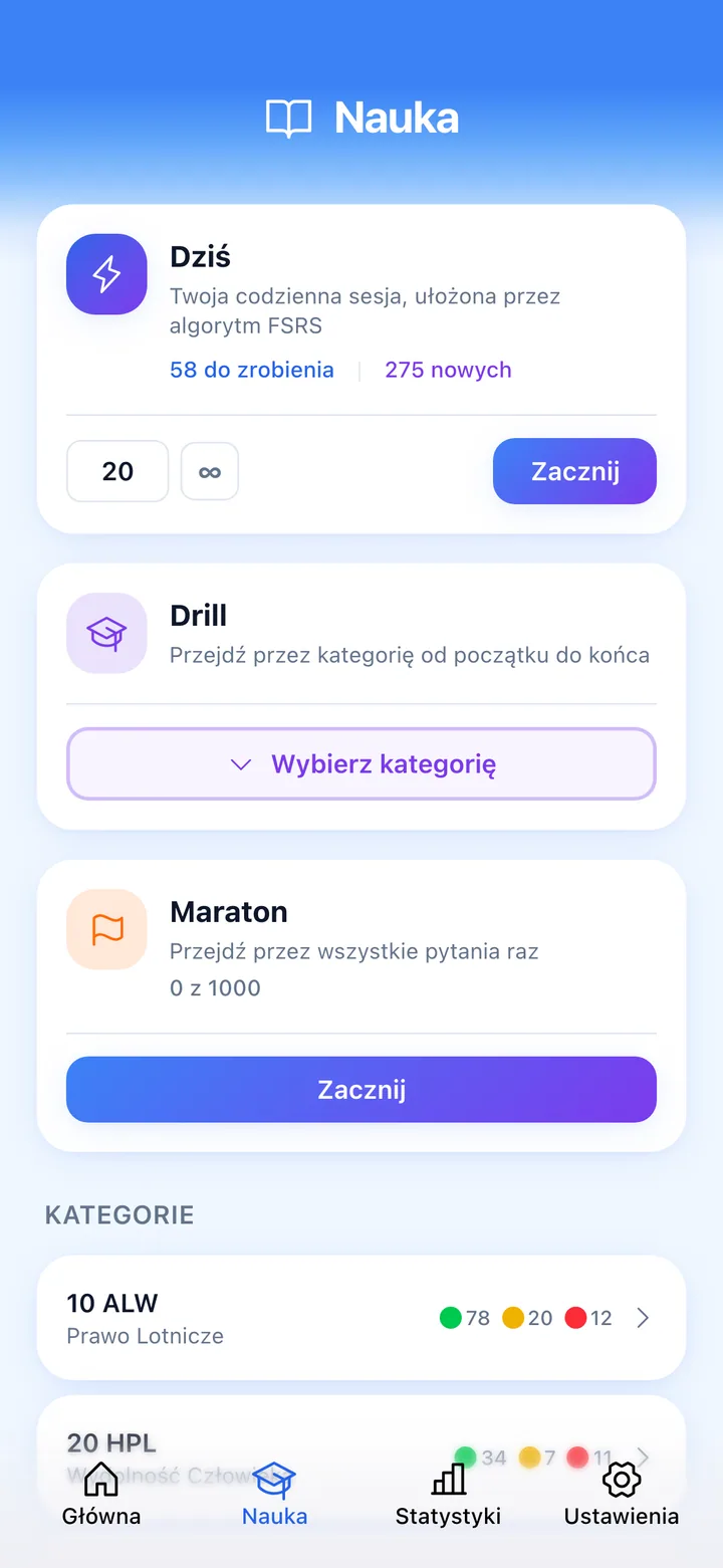 Quiz screen with ECQB question and rating buttons