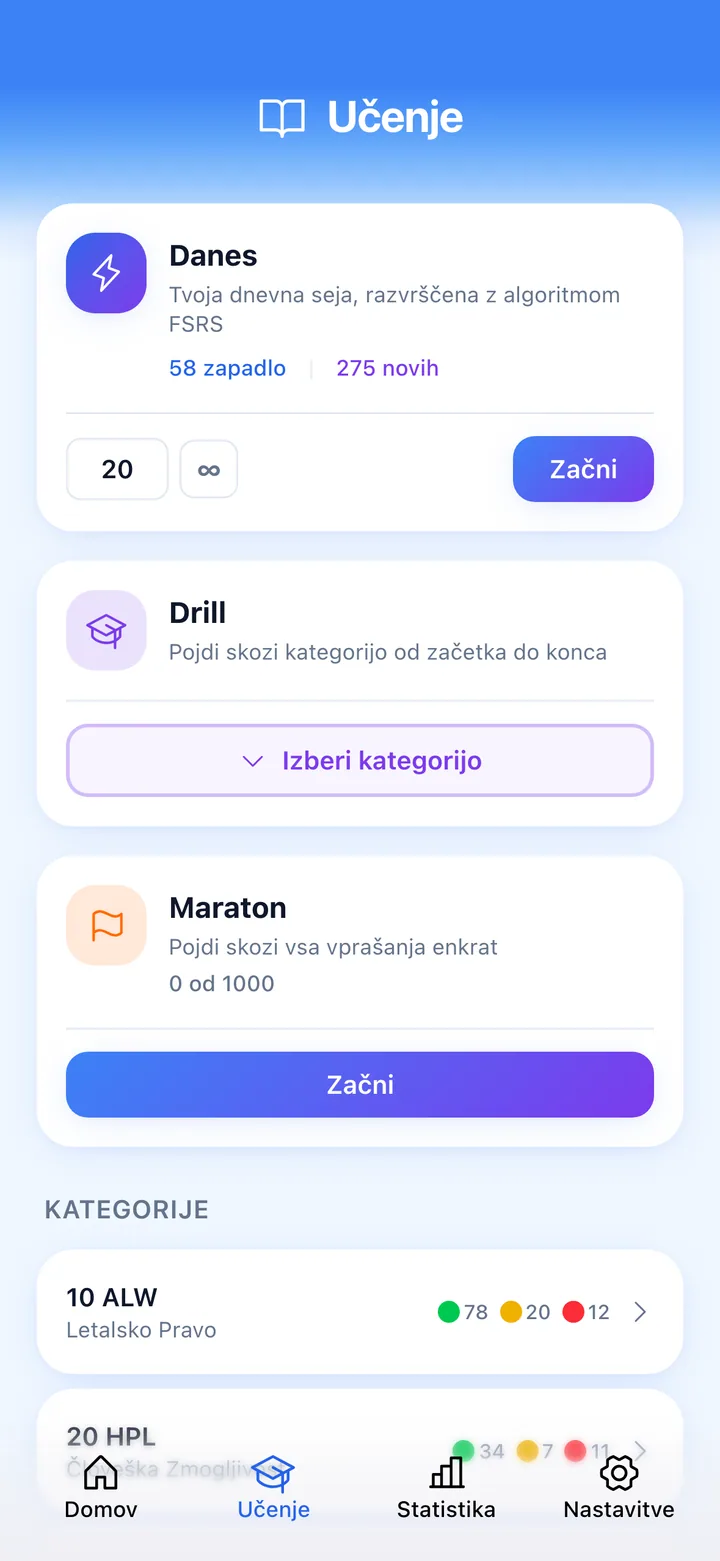 Quiz screen with ECQB question and rating buttons